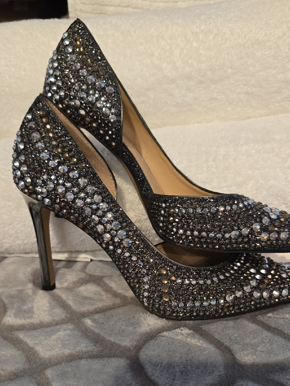 Gianni Bini Black Crystal Embellished Pointed Toe Pumps